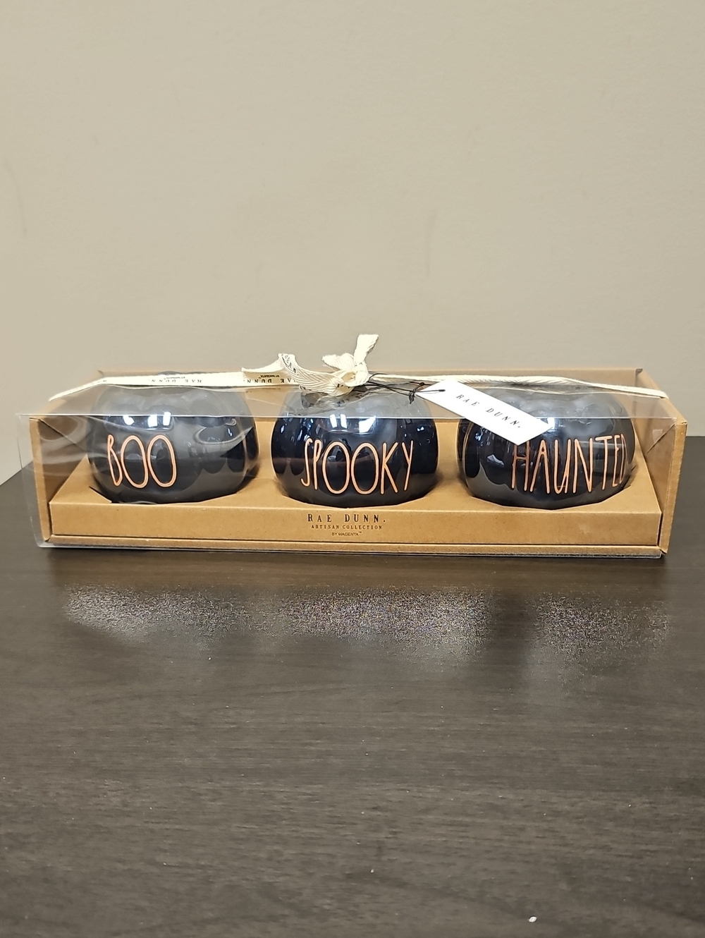 Rae Dunn Black 'Boo Spooky Haunted' Ceramic Bowl Set NIB